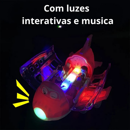 Avião Interativo com Luzes, Música e Rotação 360° – Diversão Garantida