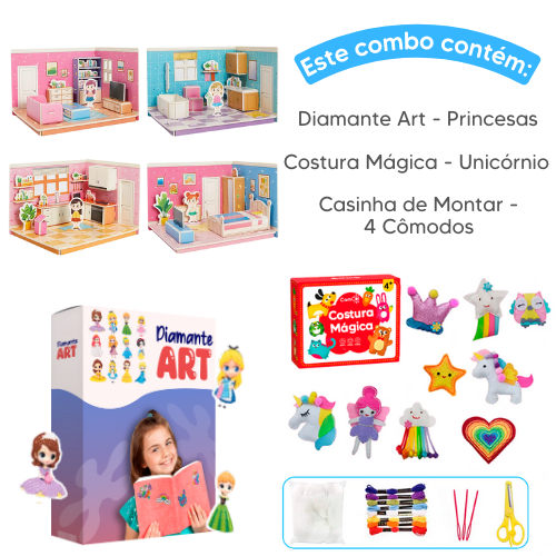 Combo Queridinhos - Costura Mágica + Diamante Art + Casinha de Montar