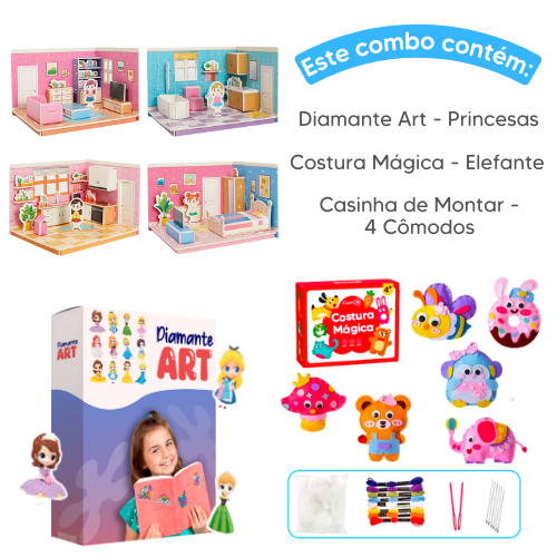 Combo Queridinhos - Costura Mágica + Diamante Art + Casinha de Montar