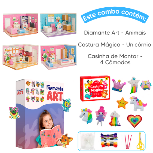 Combo Queridinhos - Costura Mágica + Diamante Art + Casinha de Montar