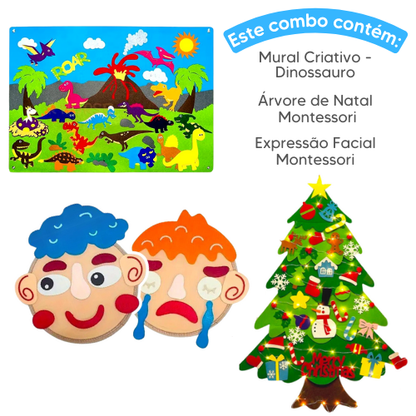 Combo Feltros - Mural Criativo + Árvore de Natal + Expressão Facial Montessori