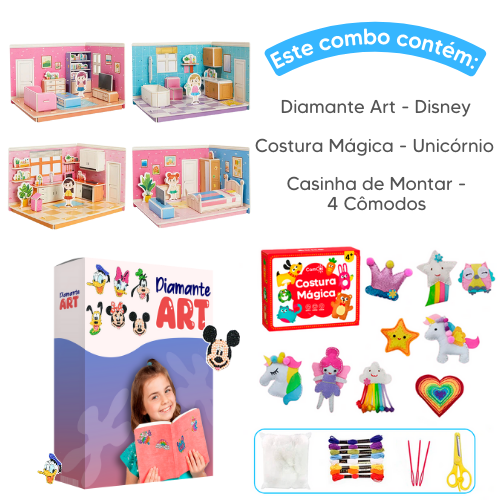 Combo Queridinhos - Costura Mágica + Diamante Art + Casinha de Montar