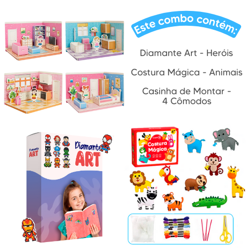 Combo Queridinhos - Costura Mágica + Diamante Art + Casinha de Montar