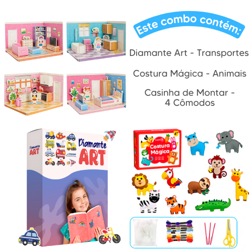 Combo Queridinhos - Costura Mágica + Diamante Art + Casinha de Montar