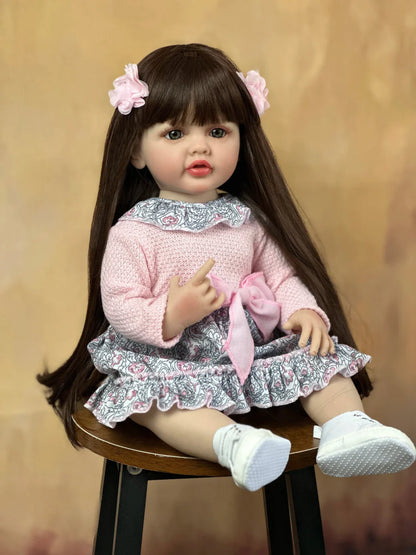 Boneca Bebê Reborn Betina Flores | Cabelo Castanho