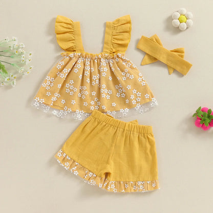 Conjunto Floral Babadinhos + Laço | 6-3 Anos