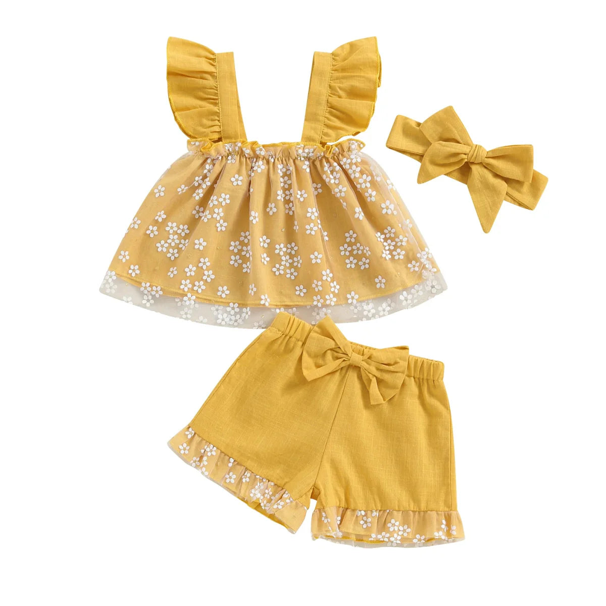 Conjunto Floral Babadinhos + Laço | 6 - 3 Anos - Betina Baby