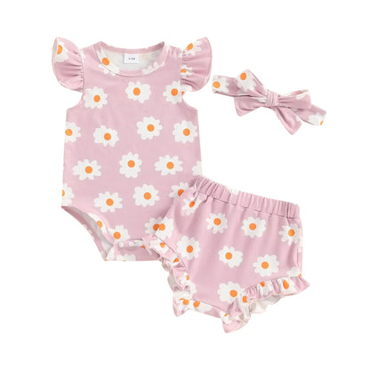 Conjunto Flores 3Pçs | 0 - 18 Meses - Betina Baby