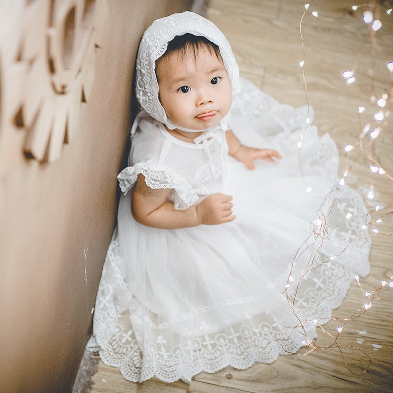 Vestido Batizado Tule + Touca | 0-24 Meses