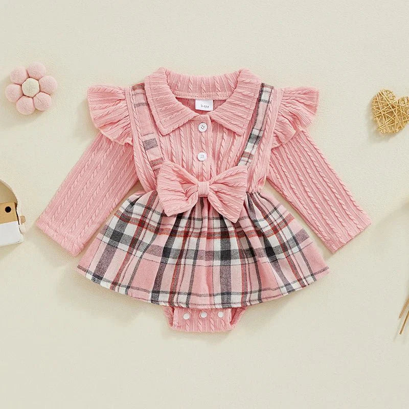 Vestido Body Xadrez Rosa | 0 - 18 Meses - Betina Baby