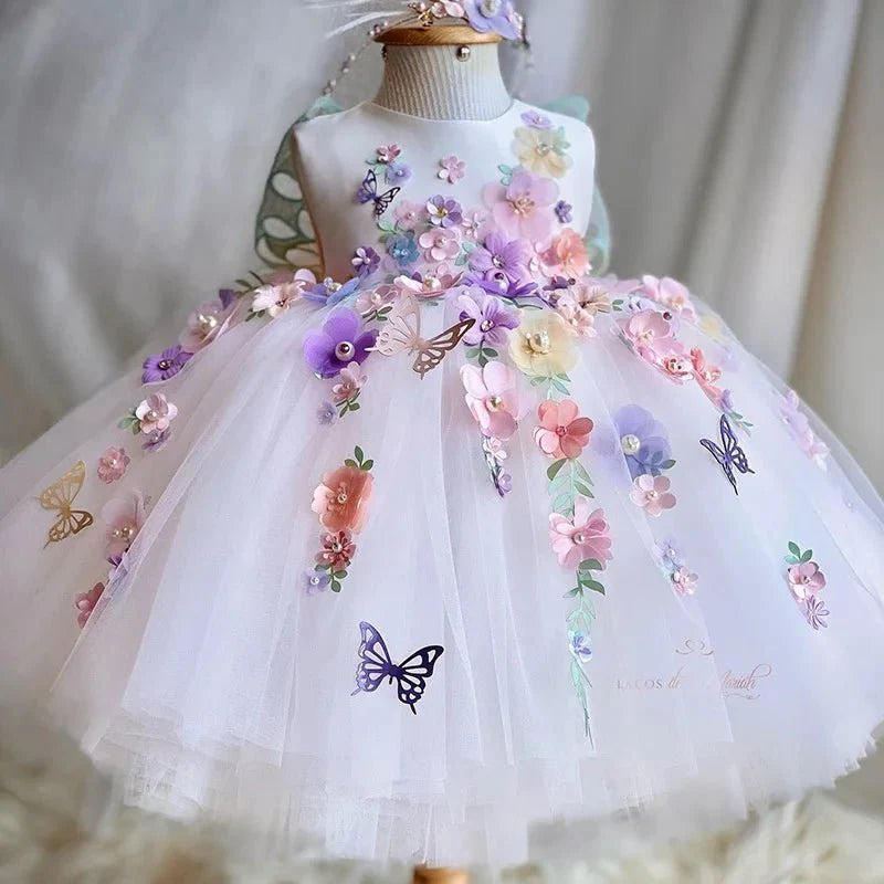 Vestido de Festa Borboletas Luxo | 6M-5 Anos - Betina Baby