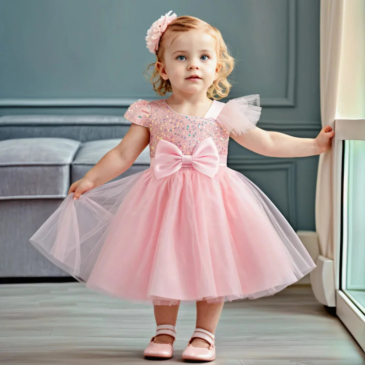 Vestido de Festa Glitter Tule | 9M-3 Anos