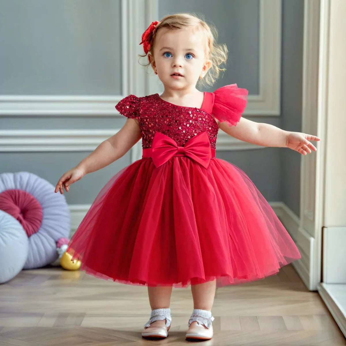 Vestido de Festa Glitter Tule | 9M-3 Anos