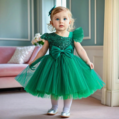 Vestido de Festa Glitter Tule | 9M-3 Anos