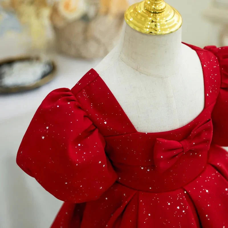 Vestido de Festa Princesa Vermelho Brilhoso | 0-3 Anos