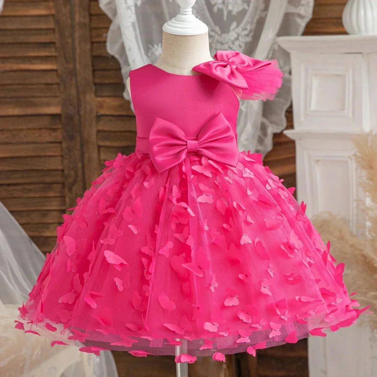 Vestido de Festa Tule Borboleta Laço | 9M - 3 Anos - Betina Baby