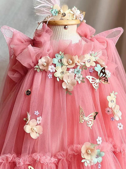 Vestido de Festa Tule Jardim Encantado Asinha Luxo | 6M-6 Anos