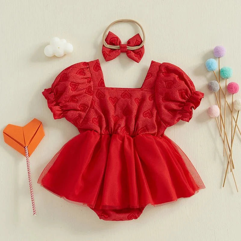 Vestido Love 3D + Laço | 0-18 Meses