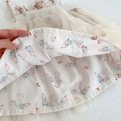 Vestido Tule Asinha Flores | 0-24 Meses