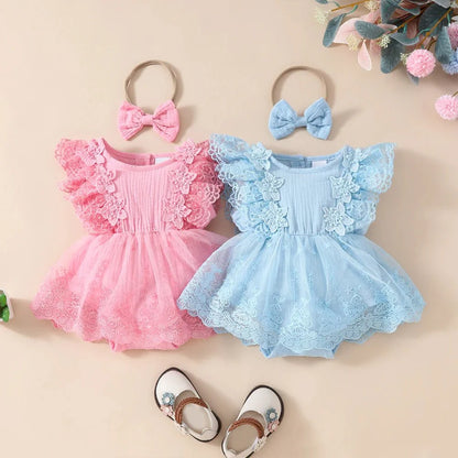 Vestido Tule Babado + Laço | 0-18 Meses