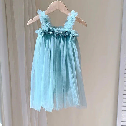 Vestido Tule Básico Flor | 6M - 24 Meses - Betina Baby