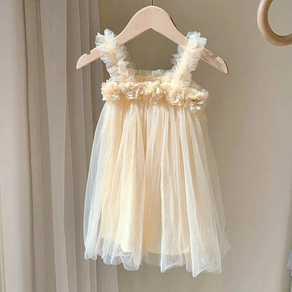 Vestido Tule Básico Flor | 6M - 24 Meses - Betina Baby