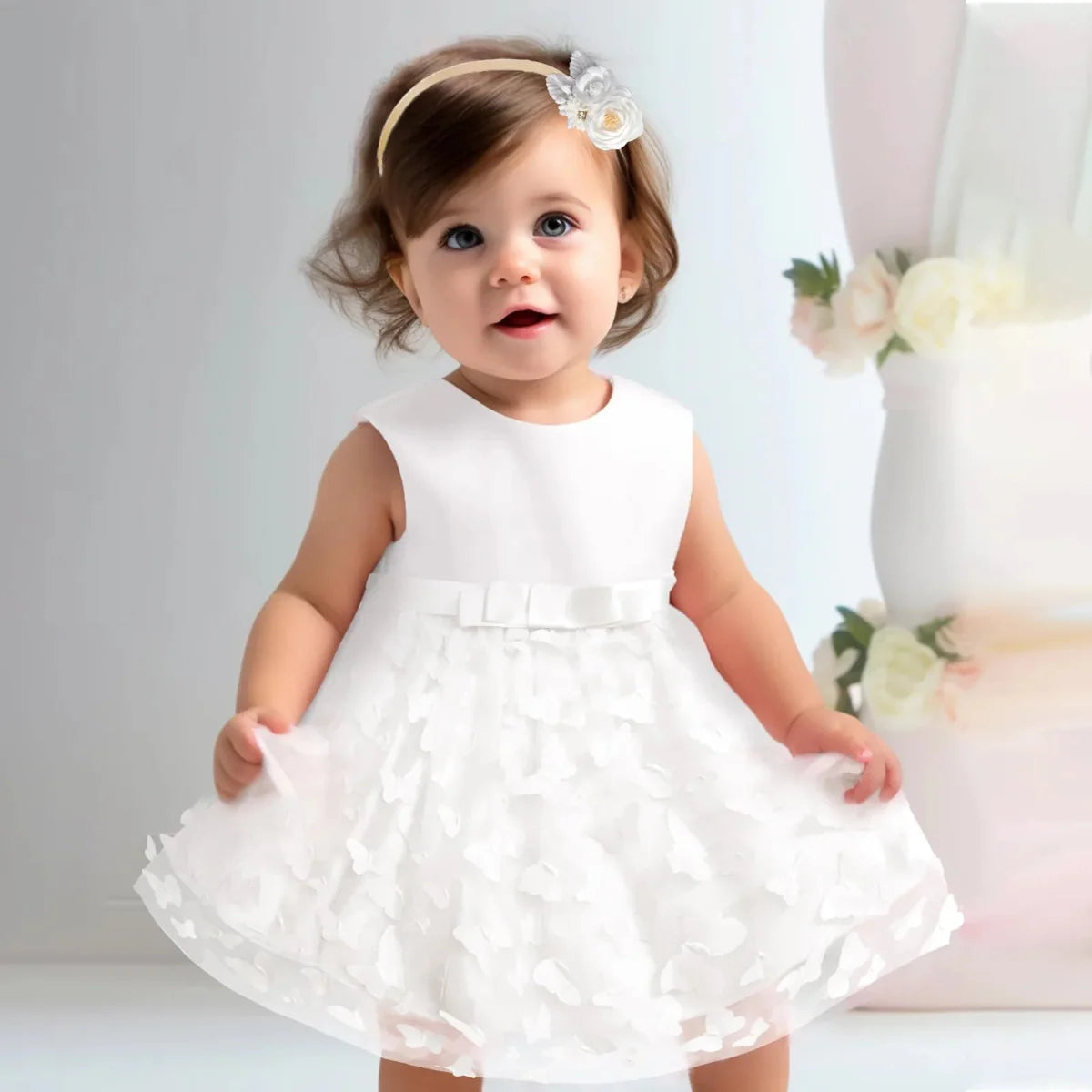 Vestido Tule de Festa Borboleta 3D | 0 - 18 Meses - Betina Baby