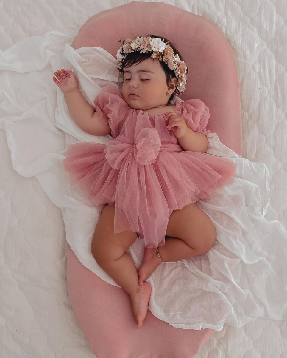 Vestido Manguinha Tule + Laço | 0-24 Meses