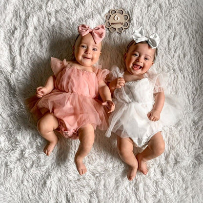 Vestido Manguinha Tule + Laço | 0-24 Meses