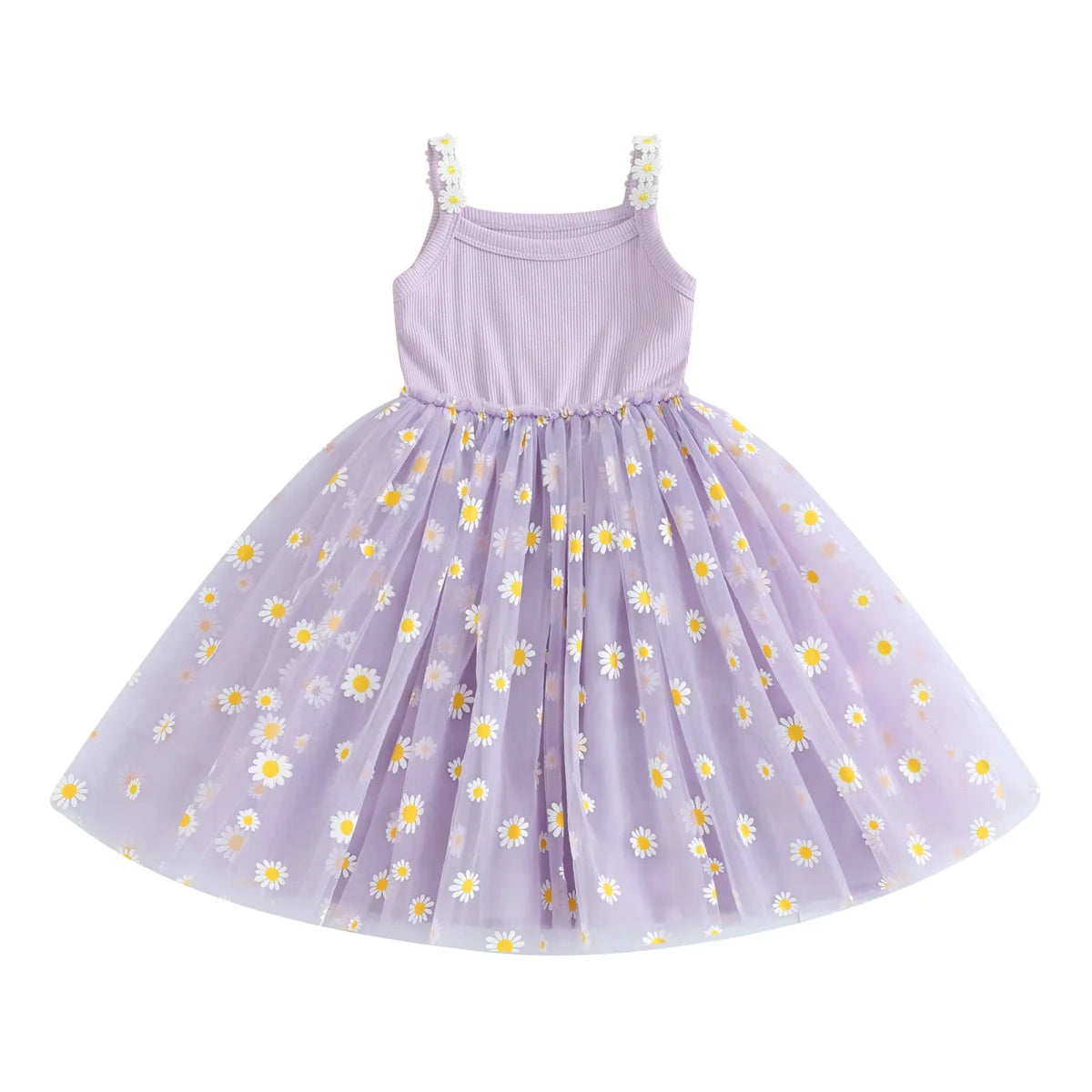 Vestido Tule Longo Margaridas | 6M - 3 Anos - Betina Baby