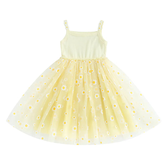 Vestido Tule Longo Margaridas | 6M - 3 Anos - Betina Baby