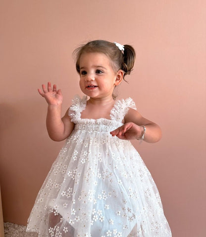 Vestido Tule Margarida Minimalista | 12m-4 Anos